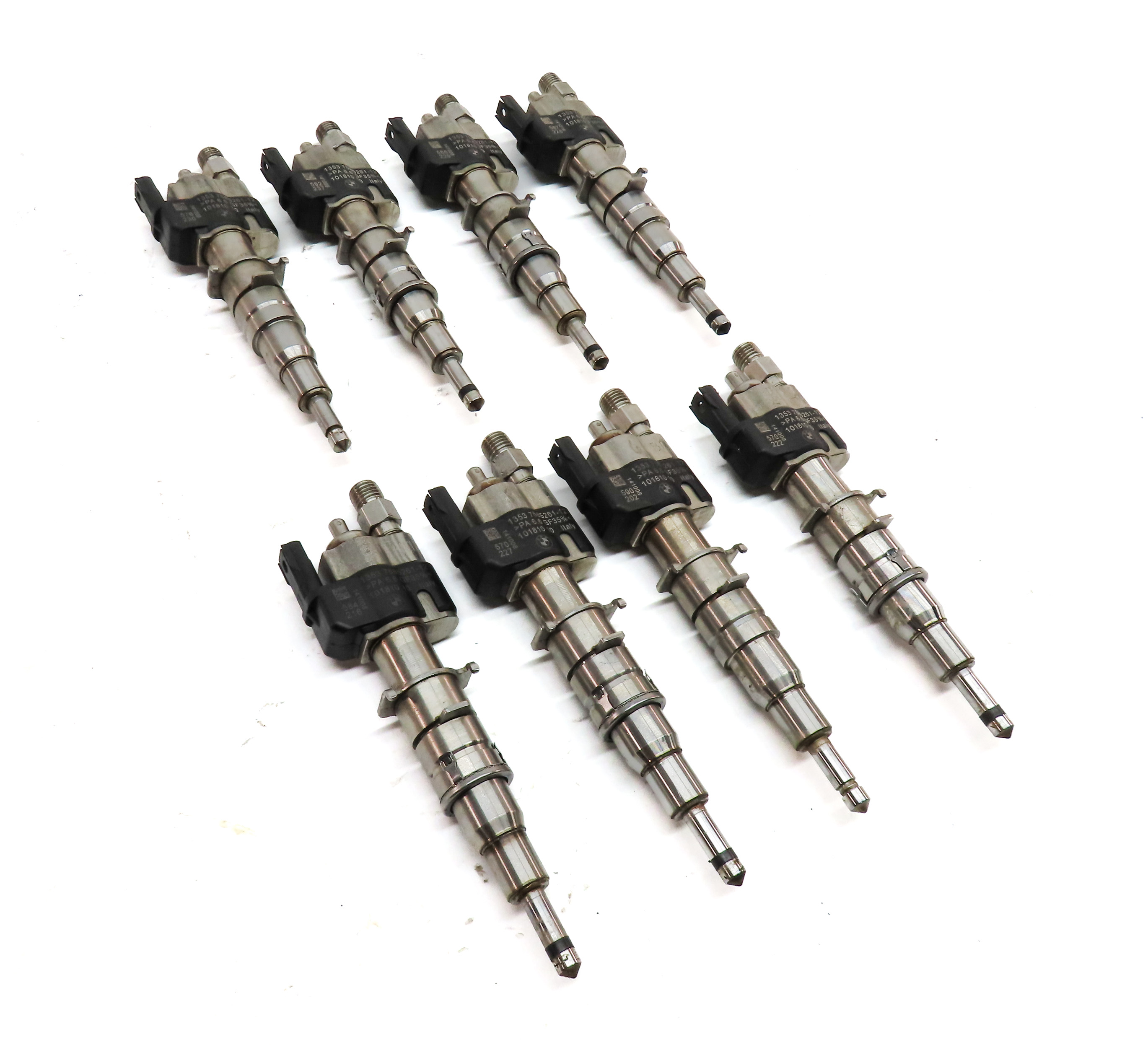 08-16 BMW 3 5 7 X5 X6 Z4 3.0L N54 4.4L N63 FUEL INJECTOR SET/8 (ALL INDEX 12) — exact item pictured